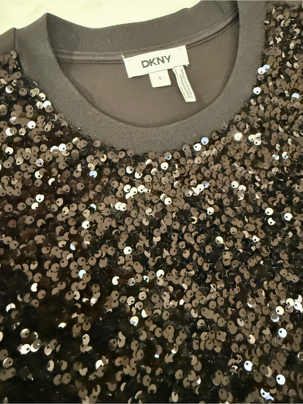 DKNY Black Sequins Top